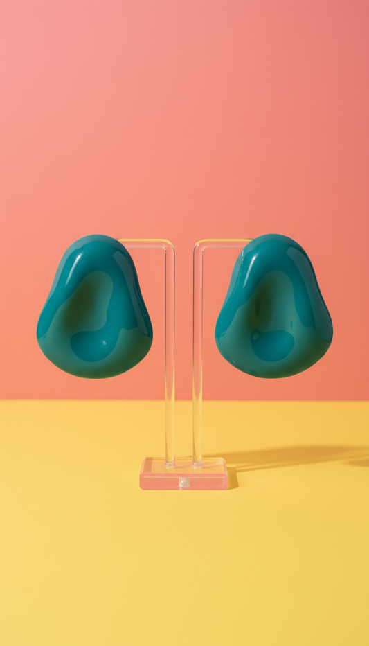 Chunky Resin Earrings in Teal