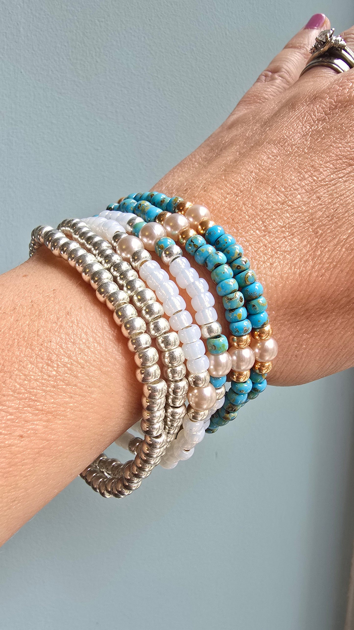Beaded opal and pearl necklace