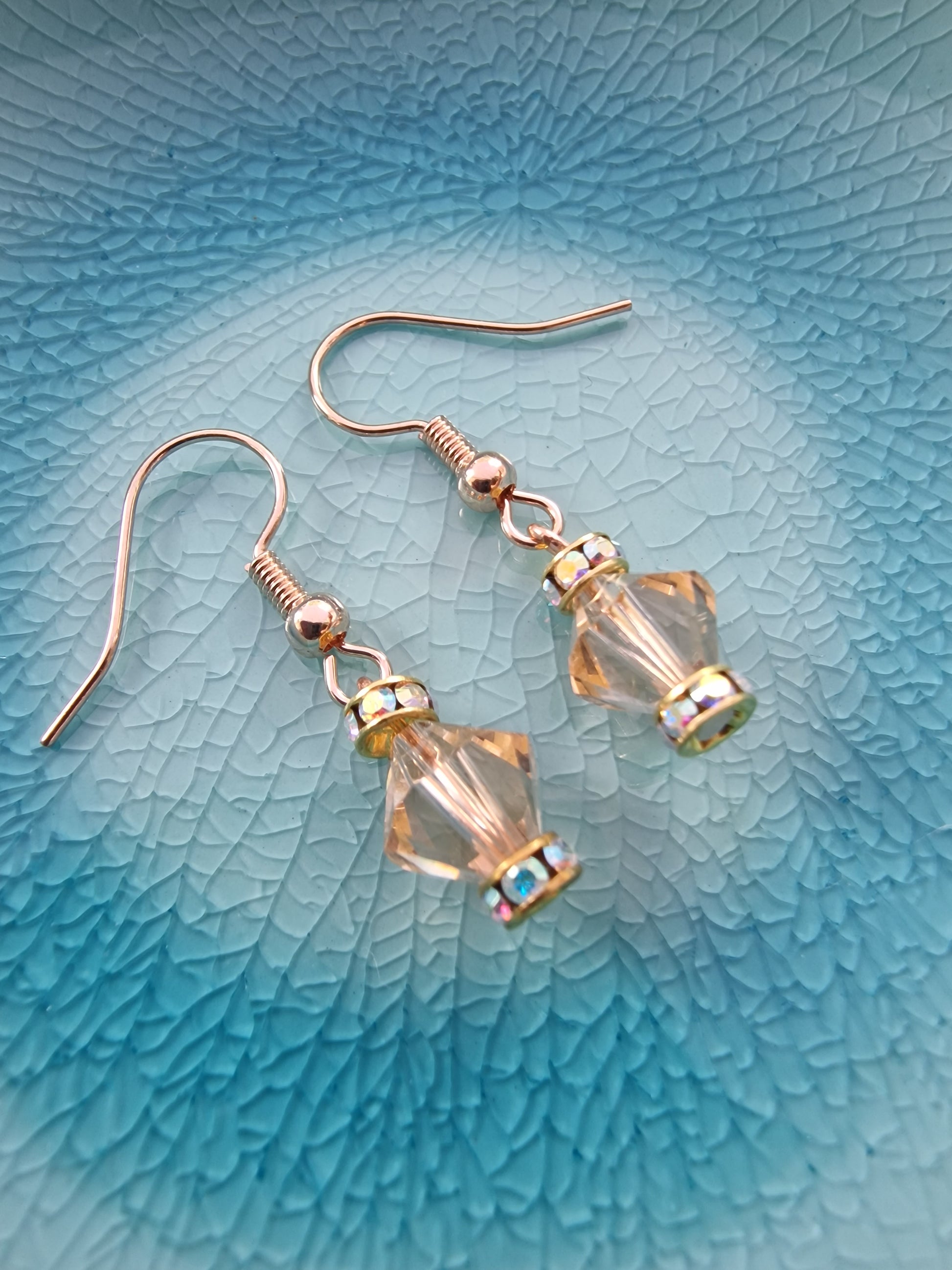 Light Peach Crystal Swarovski earrings