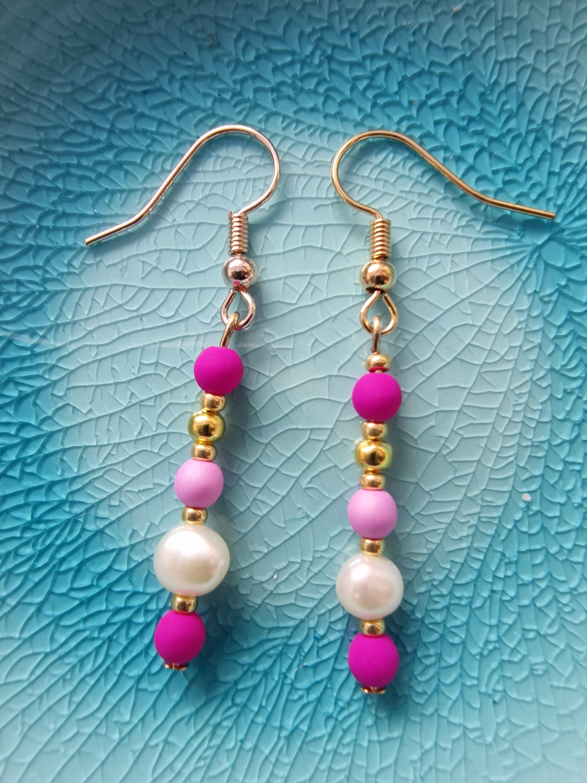 Pearl and Czech Glass Bead Earrings in Orchid and Lilac