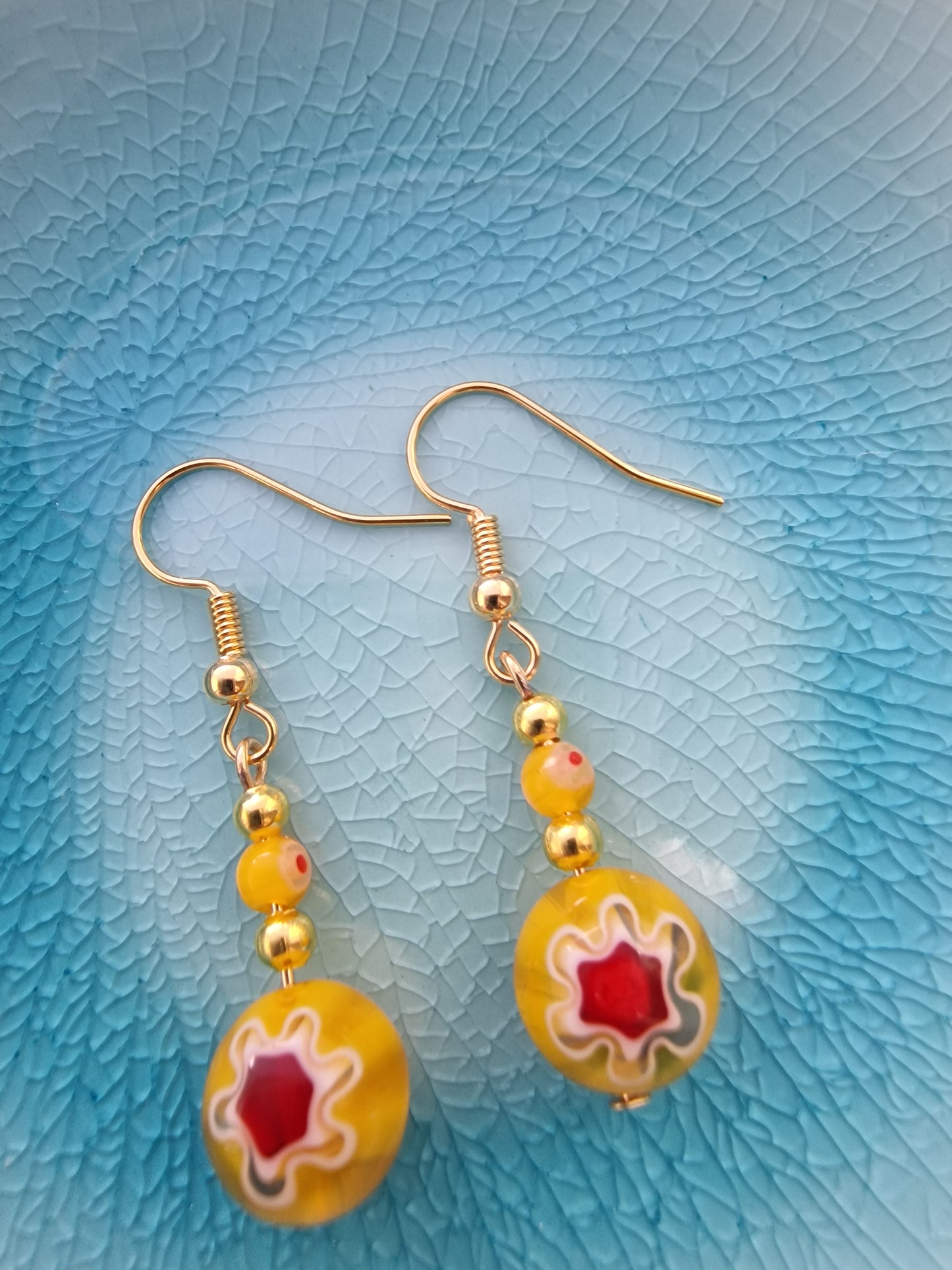 Light Blue Millefiori Drop Earrings - design-eye-gallery