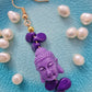 Statement Single Buddha Drop Earring in Purple