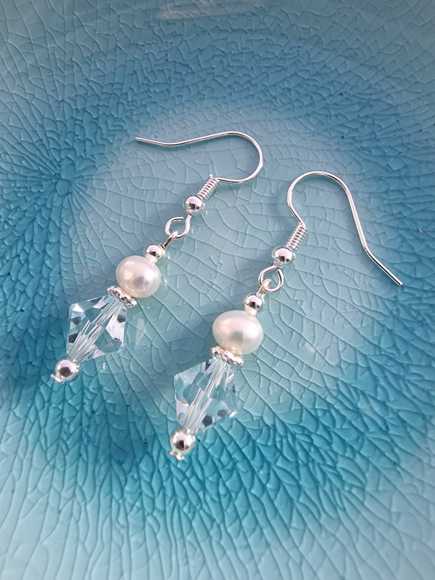 Lavender Swarovski Crystal and Pearl Silver Earrings - design-eye-gallery