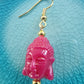 Red Buddha Head Drop Earring