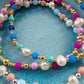 Czech glass bead and pearl bracelets in blues, pinks and pale shades