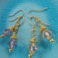 Swarovski gold earrings in lavender and light peach colours