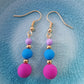 Czech Glass Bead Drop Earrings in Vibrant Purples and Blues
