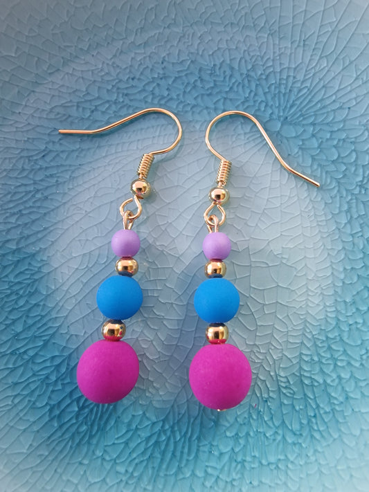 Czech Glass Bead Drop Earrings in Vibrant Purples and Blue - design-eye-gallery