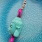 Statement Buddha Drop Earring in Turquoise and Magenta