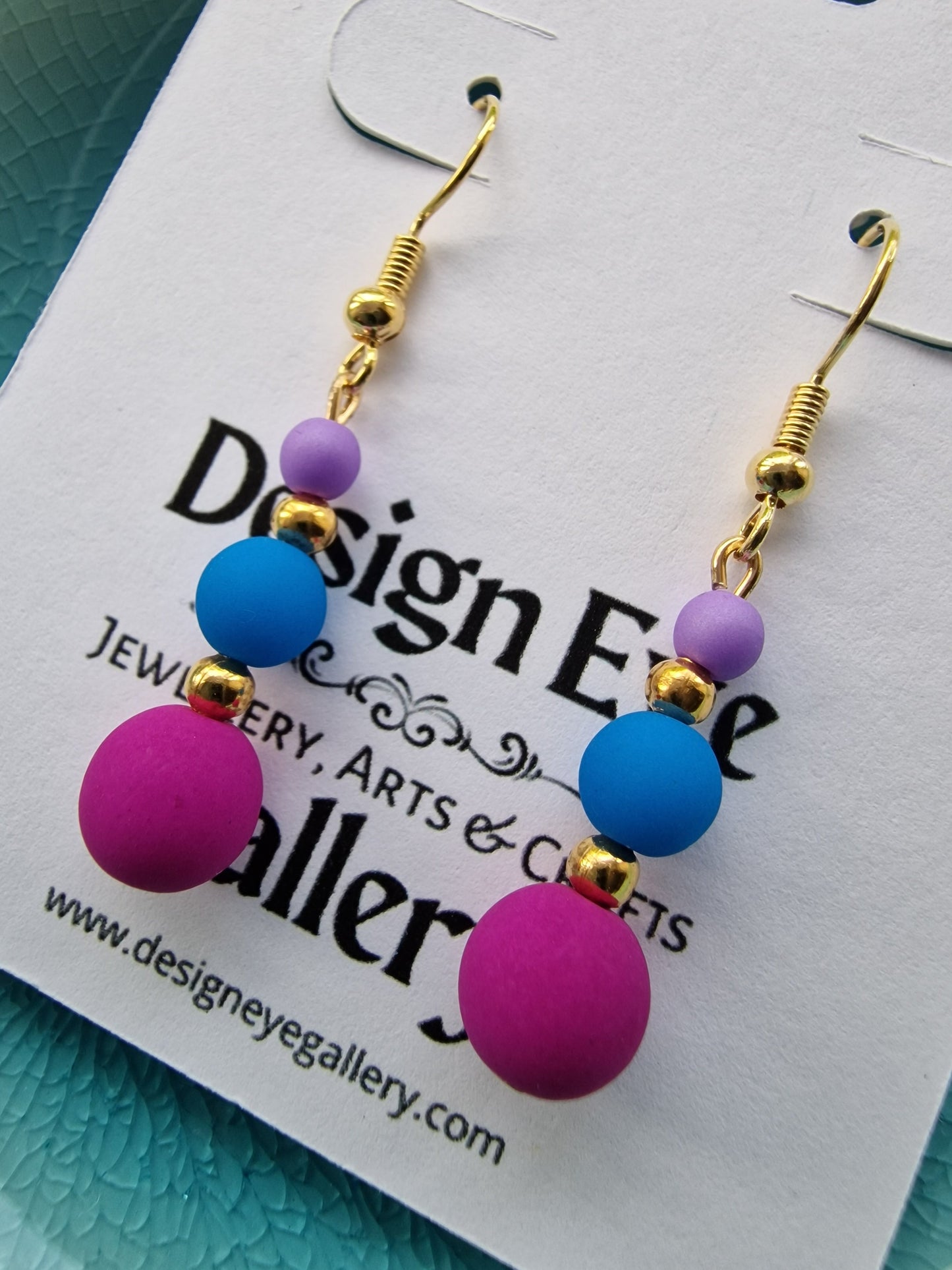 Czech glass bead drop earrings in vibrant purples and blue