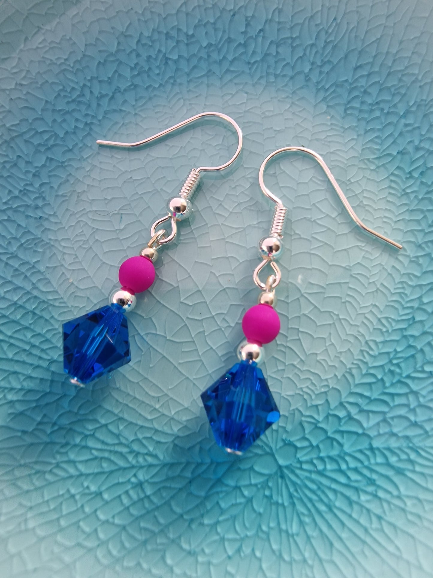 Capri Blue Swarovski Crystal and Orchid Bead Earrings