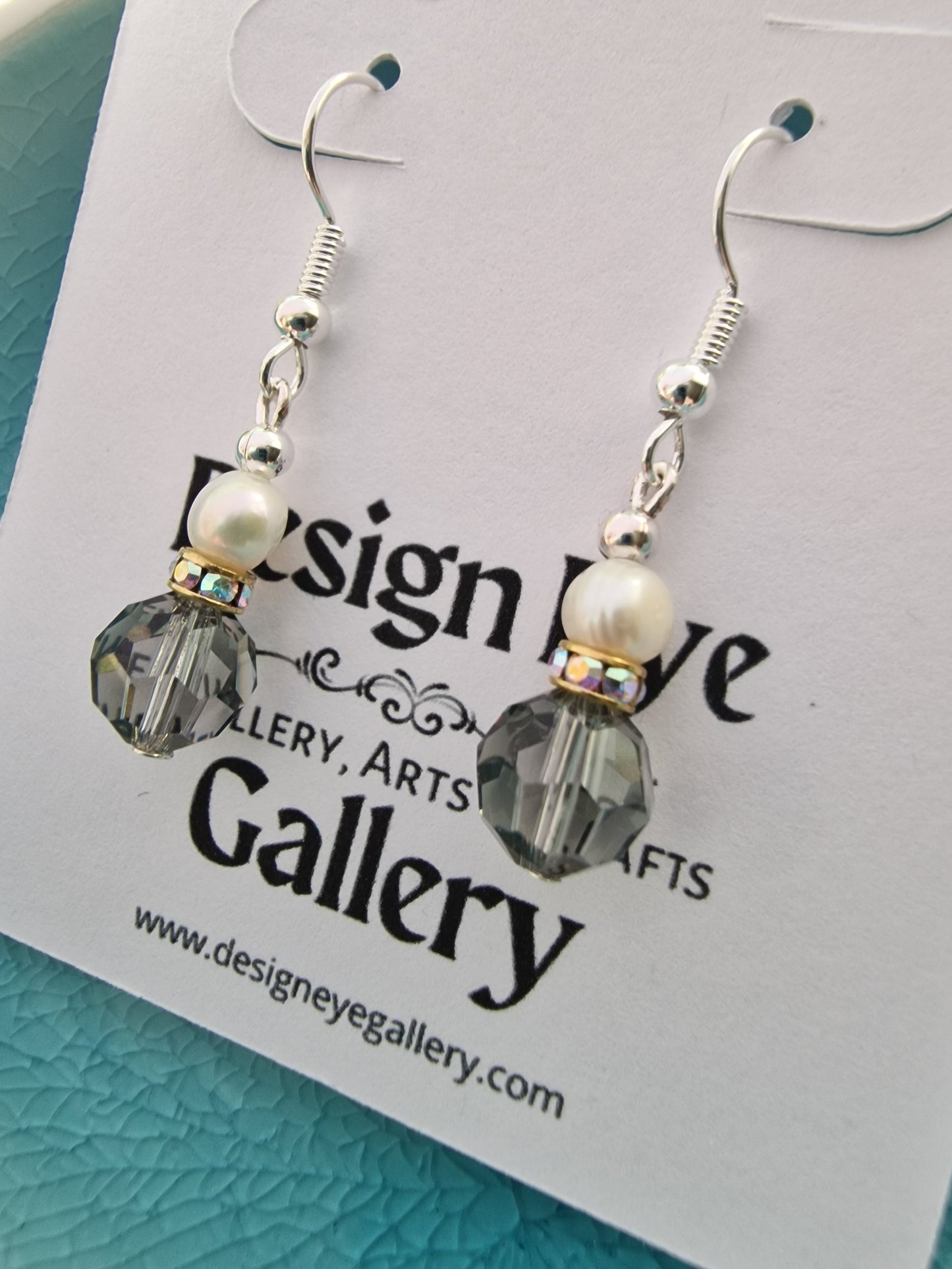 Swarovski Crystal and Pearl Drop Earrings - design-eye-gallery