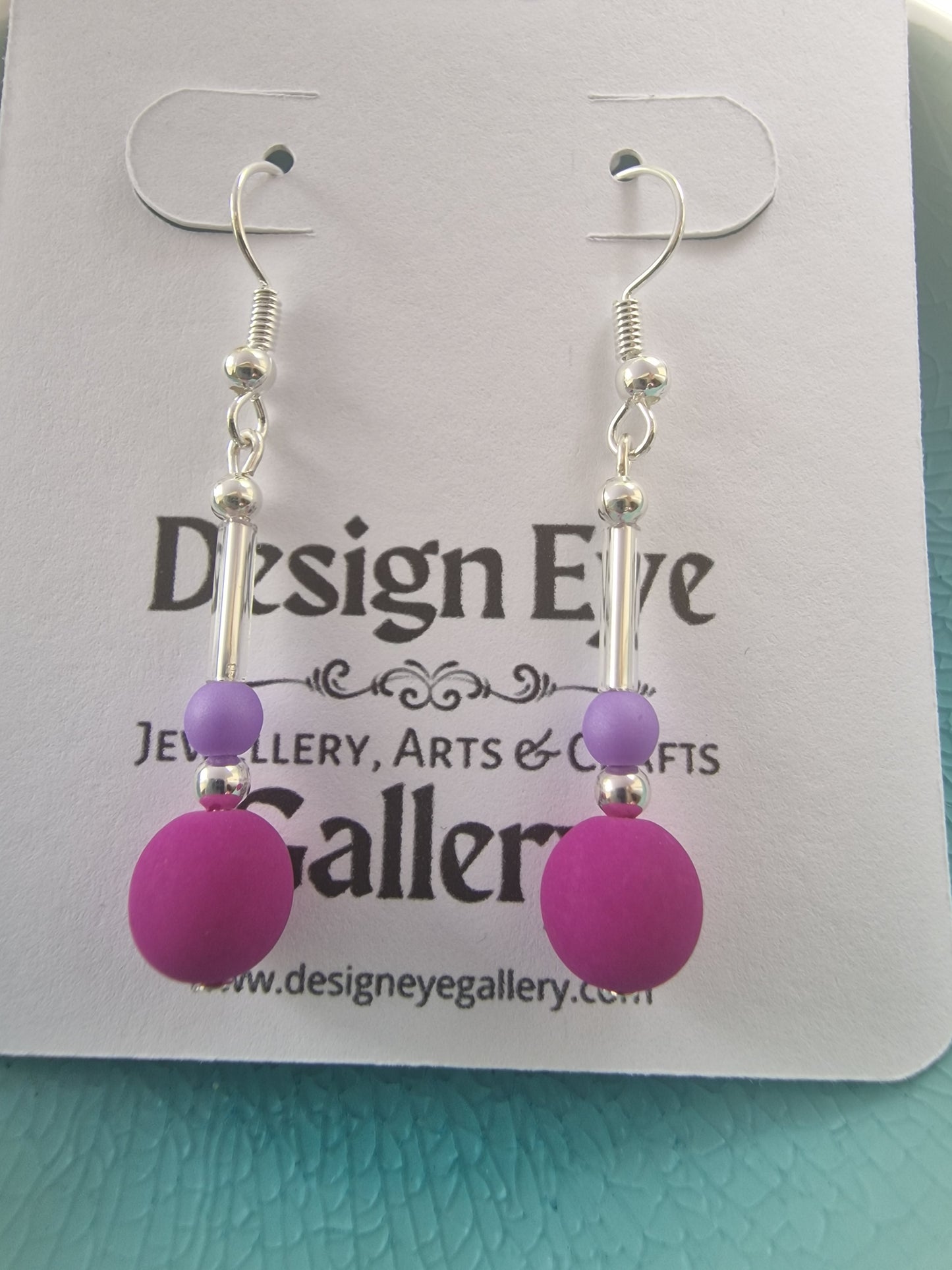 Vibrant Orchid, Lavender and Silver Drop Earrings