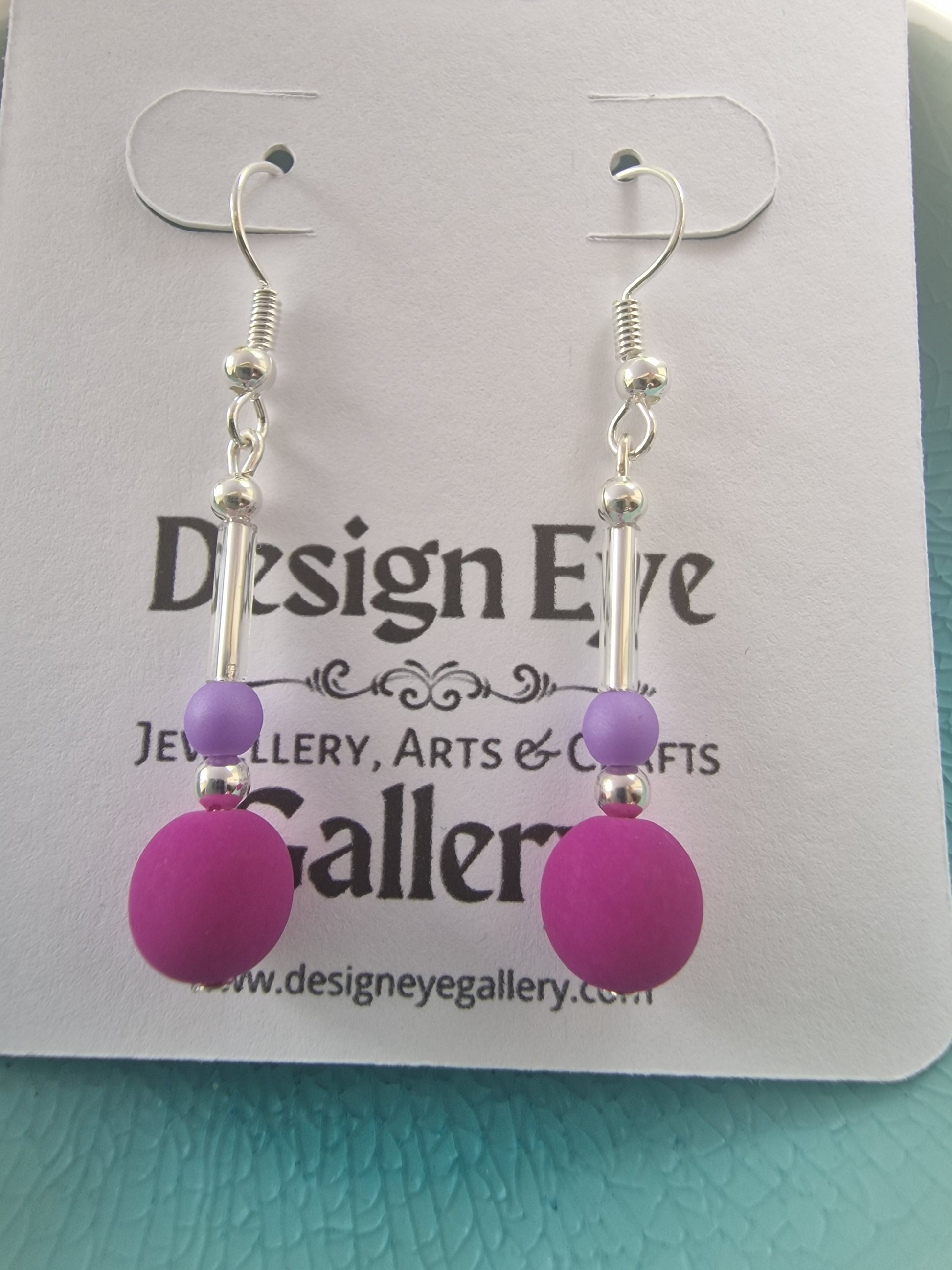 Vibrant Orchid, Lavender and Silver Drop Earrings - design-eye-gallery
