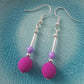 Vibrant orchid lavender and silver drop earrings