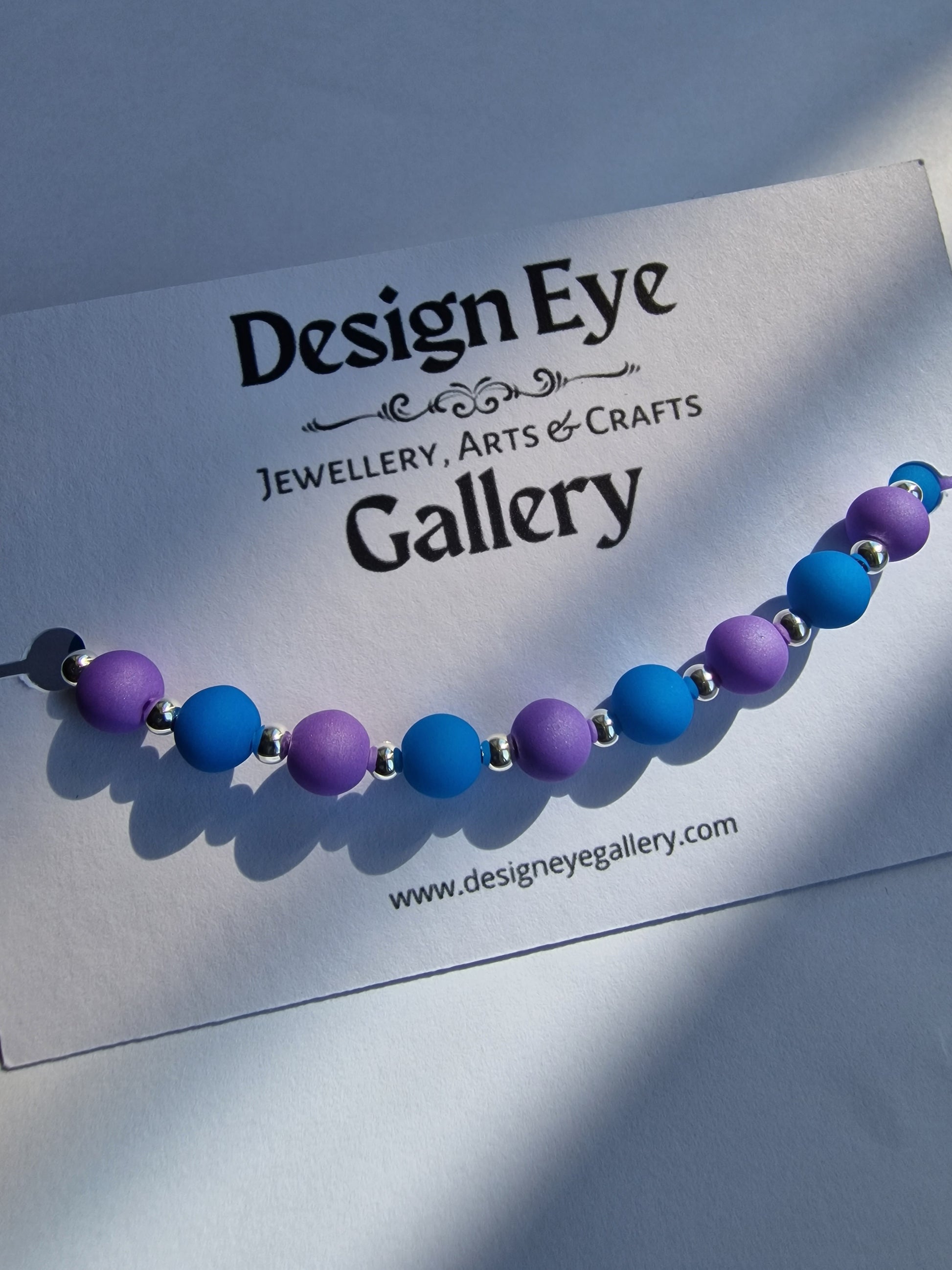 Czech Glass 6mm Bead Bracelet in Vibrant Neon Blue and Lavender – Design Eye Gallery