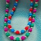 Czech Neon Glass Bead Bracelets in Red and Vibrant Blue and Emerald Green and Orchid