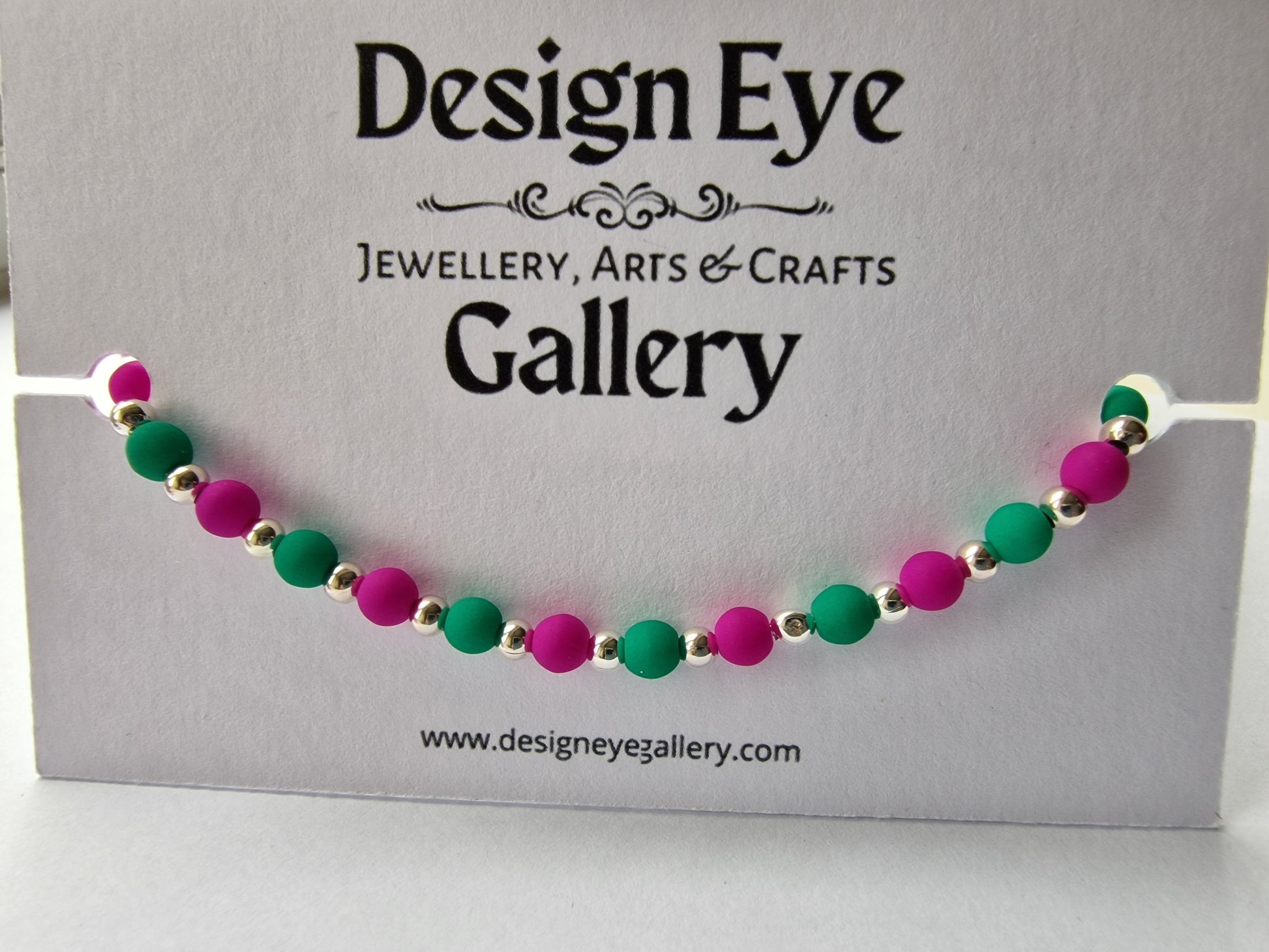 Colourful Czech Glass Bead Bracelet in Emerald and Orchid - design-eye-gallery