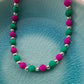 Colourful Czech Glass Bead Bracelet in Emerald and Vibrant Blue