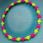 Neon Yellow and Pink Czech Glass Bead Bracelet