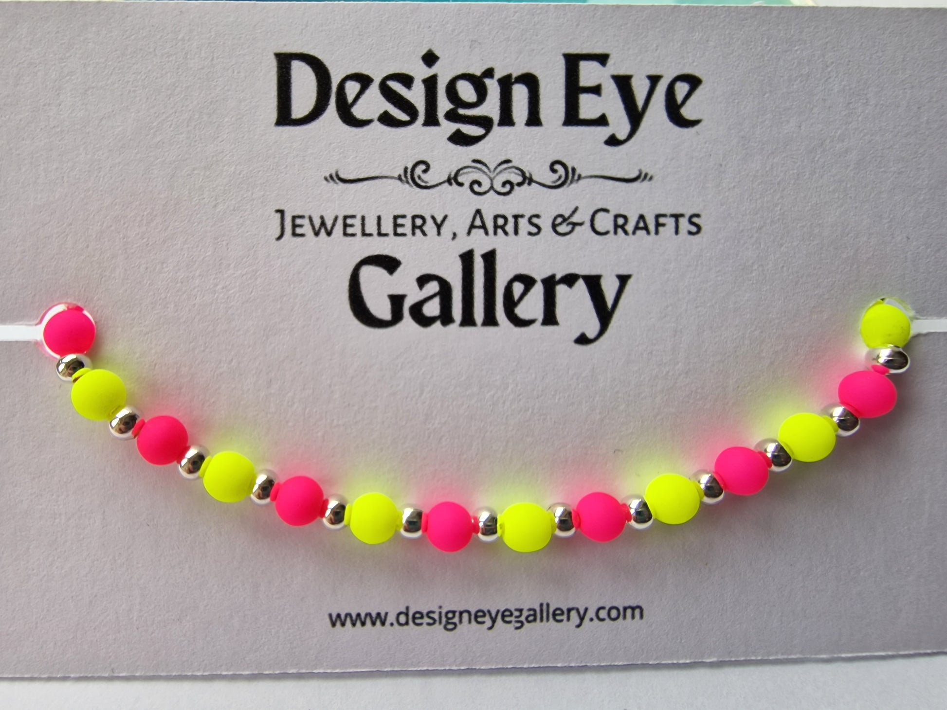 Neon Yellow and Pink Czech Bead Bracelet