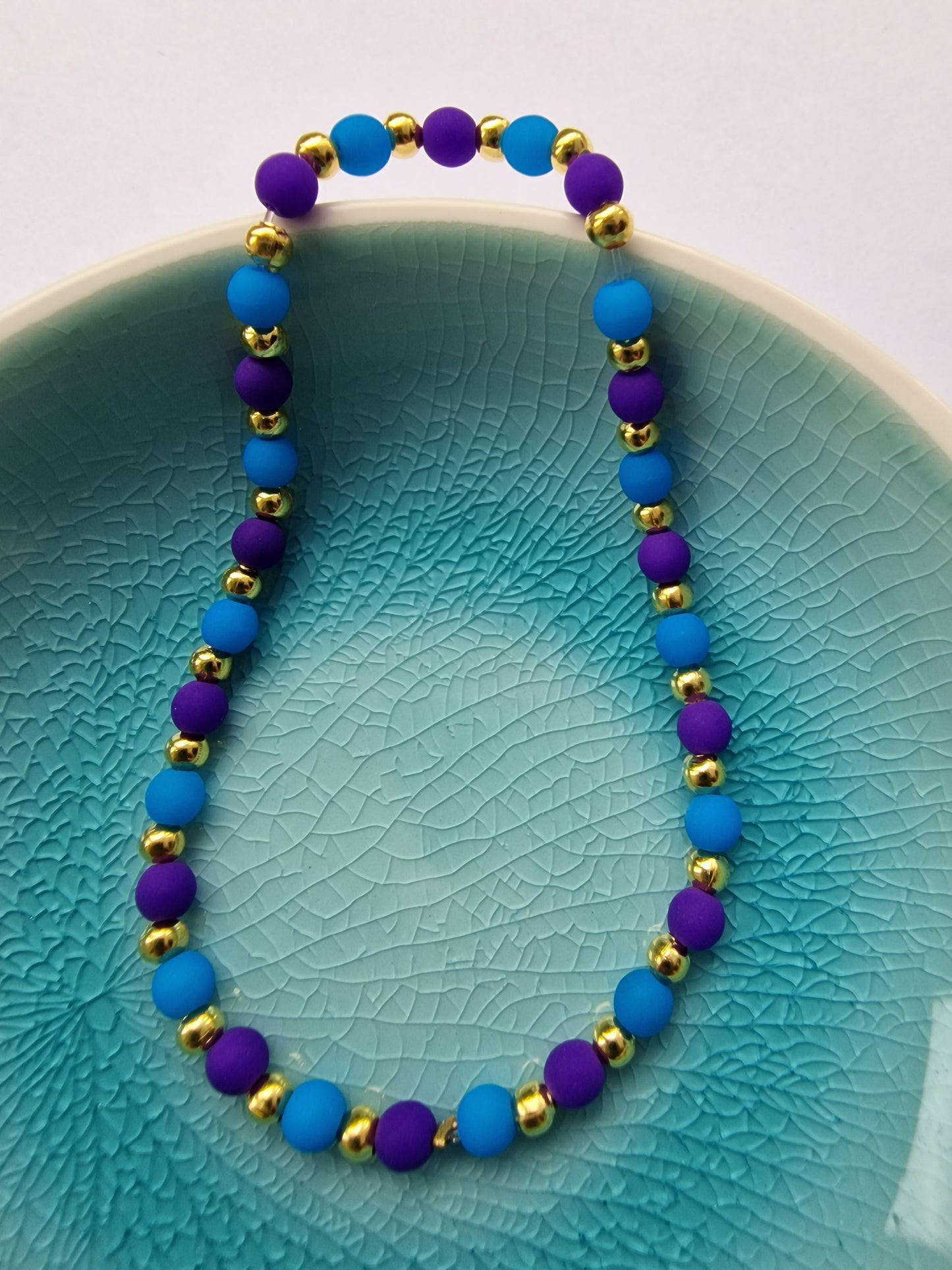 Blue and Purple Czech Glass Bead Bracelet - design-eye-gallery