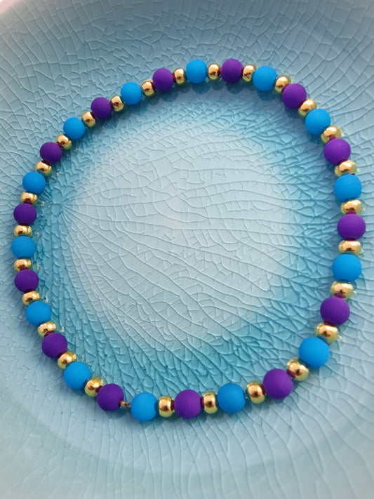 Blue and Purple Czech Glass Bead Bracelet - design-eye-gallery