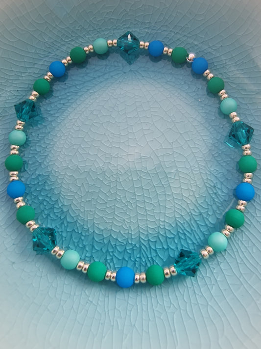 Emerald Green & Mint Czech Glass Bead Bracelet