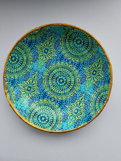 Mandala Blue & Green Ceramic Trinket Dish 