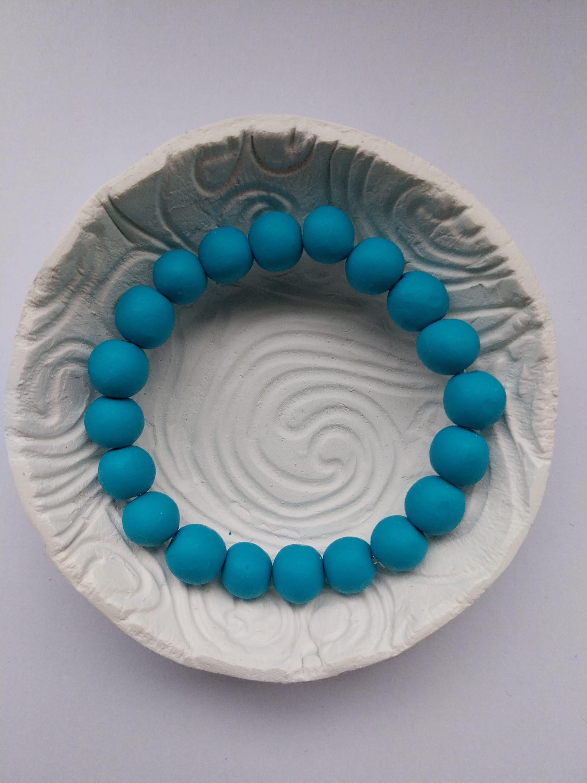 Ceramic unisex bead bracelet in turquoise
