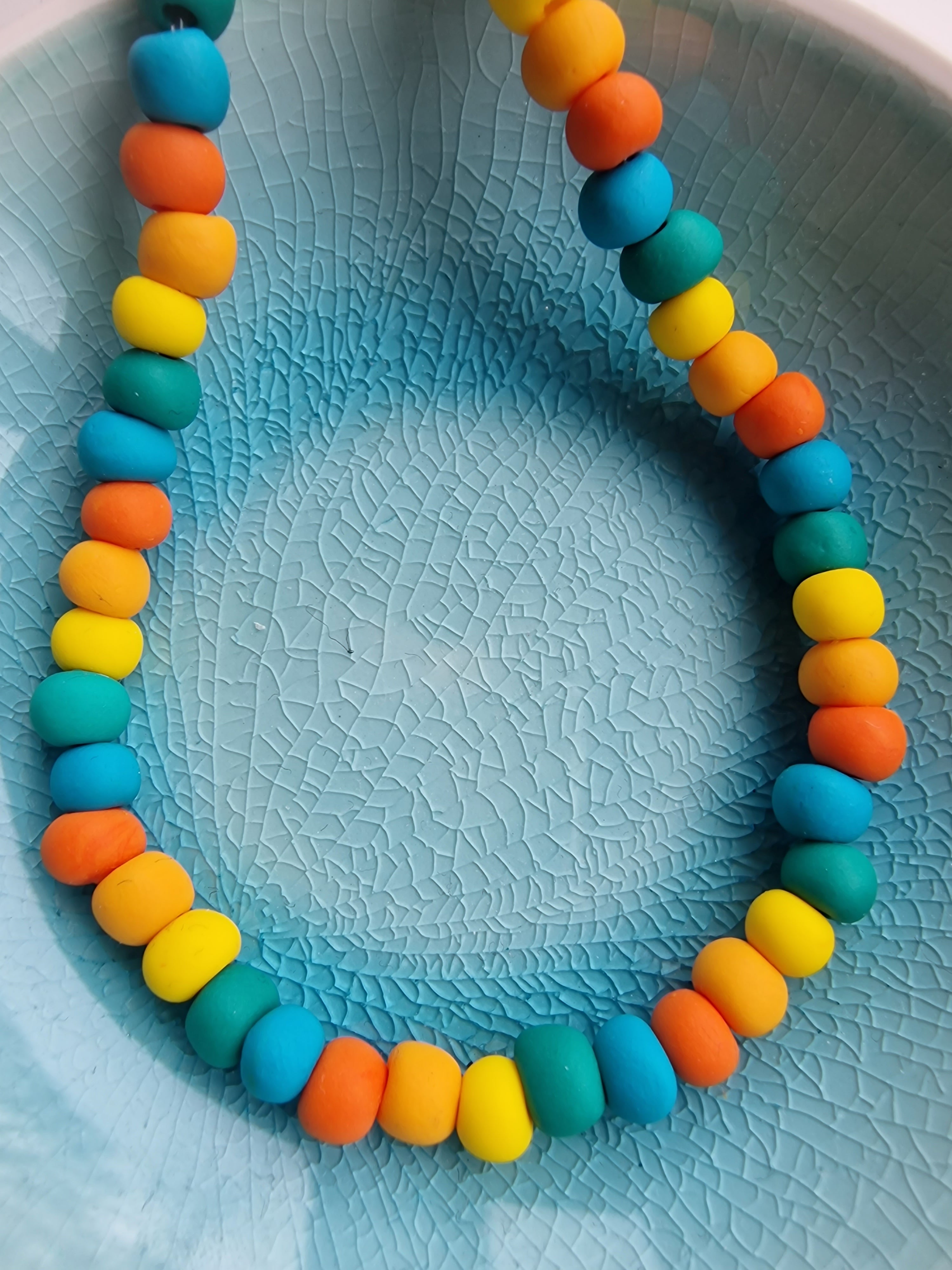 Neon rainbow clay bead necklace – Nine Angels