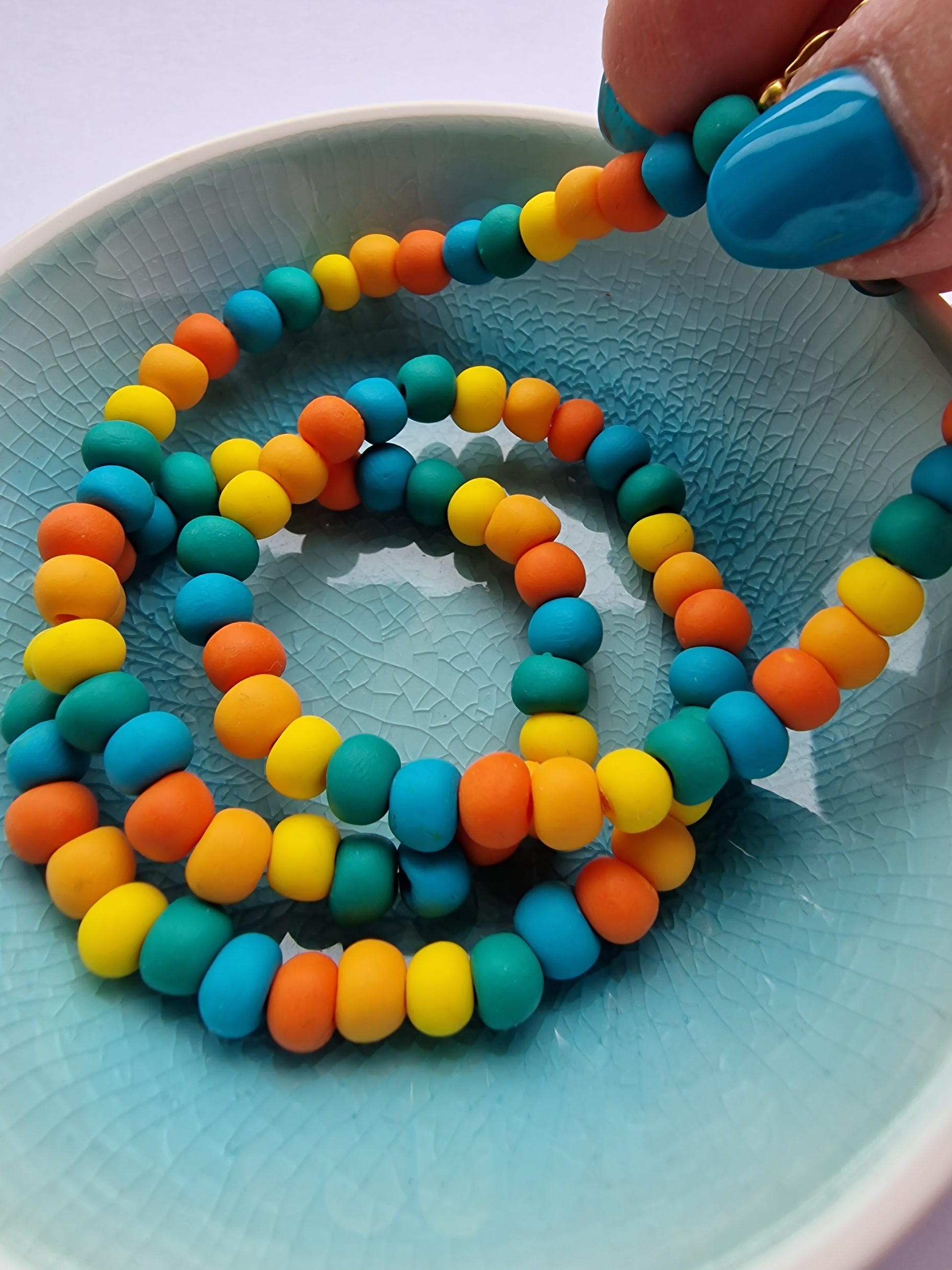Multi-Coloured Clay Bead Necklace - design-eye-gallery