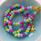Multi-coloured clay bead necklace with gold plated starfish charm