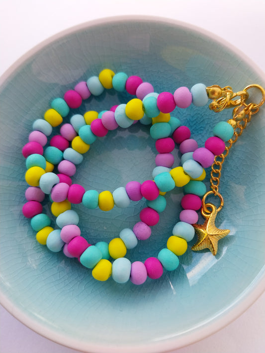 Clay Bead Necklace with Starfish Charm - design-eye-gallery