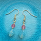 Dangly drop frosted glass and Swarovski bead earrings