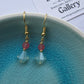 Drop frosted glass and Swarovski bead earrings