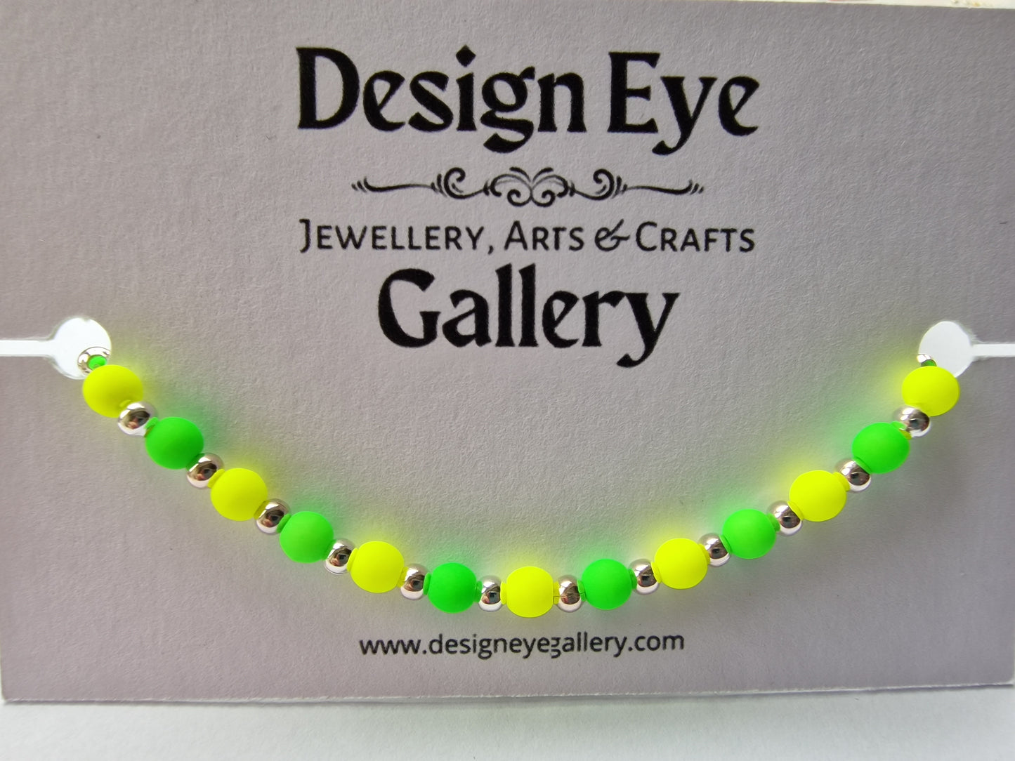 Neon Green and Yellow Czech Glass Bead Bracelet - design-eye-gallery