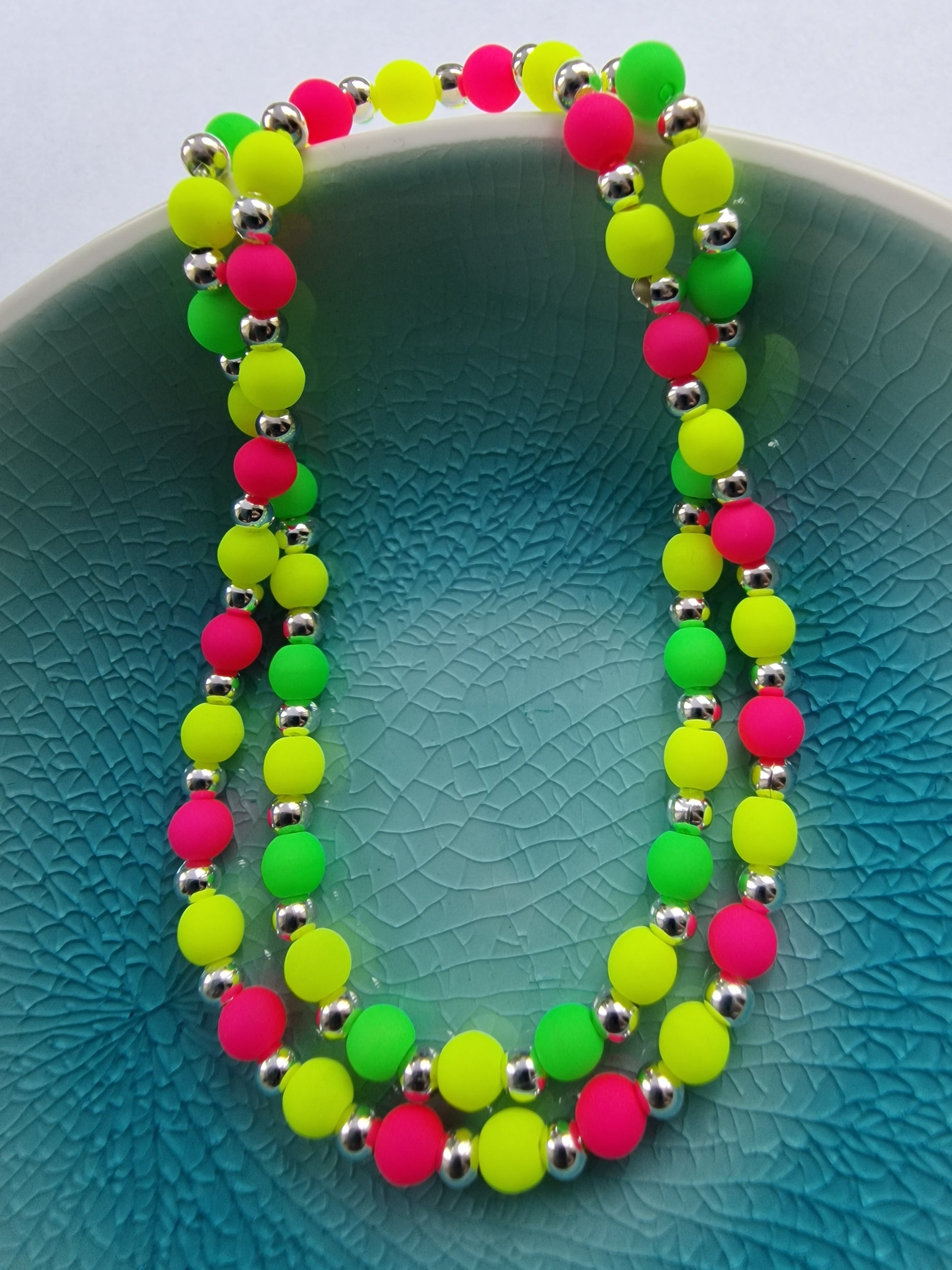 Neon Green and Yellow Czech Glass Bead Bracelet - design-eye-gallery