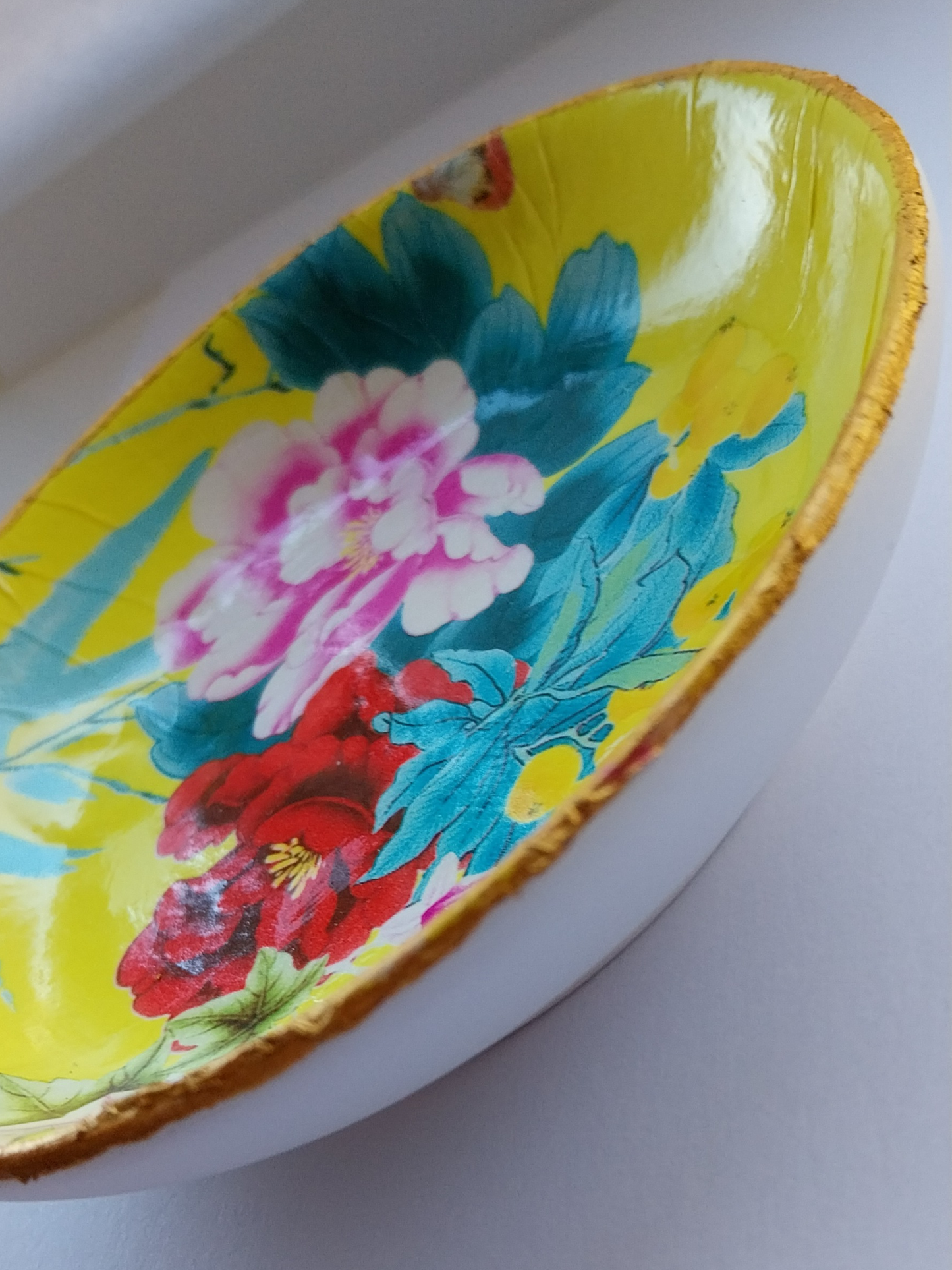 Yellow Floral Ceramic Trinket Dish